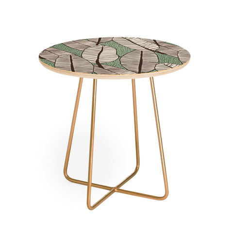 Alisa Galitsyna Tropical Banana Leaves Pattern Round Side Table