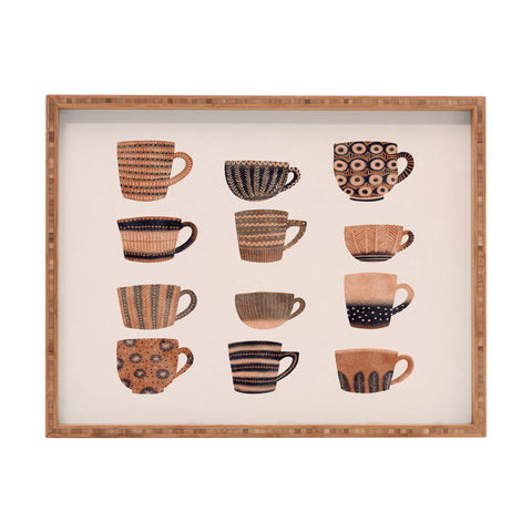 Alisa Galitsyna Watercolor Tea Cups Rectangular Tray