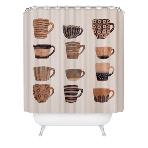 Alisa Galitsyna Watercolor Tea Cups Shower Curtain