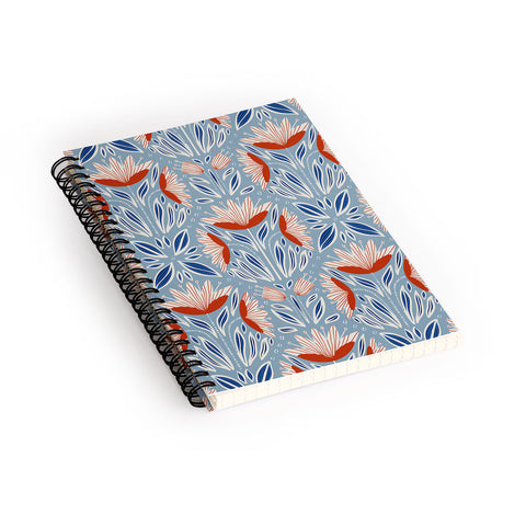 Alisa Galitsyna Wildflowers Cyan Beige Spiral Notebook