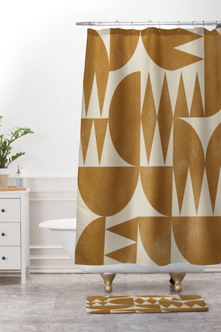 Alisa Galitsyna Woodblock Pattern Shower Curtain And Mat