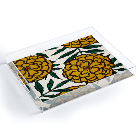 Alisa Galitsyna Yellow Marigolds Acrylic Tray