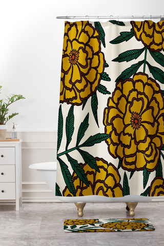 Alisa Galitsyna Yellow Marigolds Shower Curtain And Mat