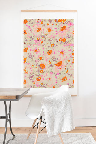 alison janssen Faded Floral pink citrus Art Print And Hanger