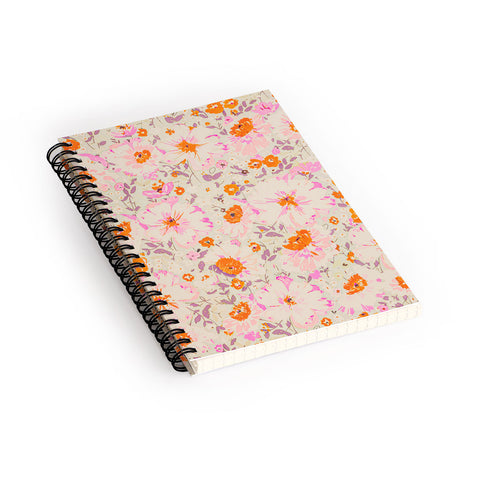 alison janssen Faded Floral pink citrus Spiral Notebook