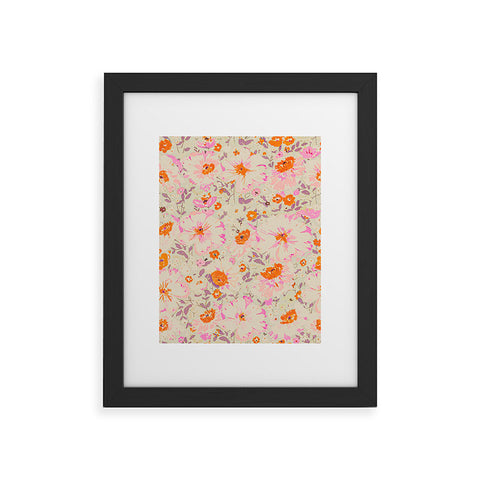 alison janssen Faded Floral pink citrus Framed Art Print