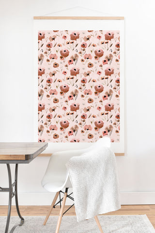 alison janssen Farmhouse floral pink Art Print And Hanger