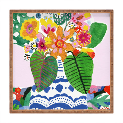 Alja Horvat Abstract Flower Bouquet Square Tray