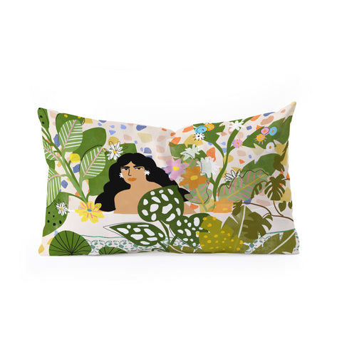 Alja Horvat Bathing With Plants Oblong Throw Pillow