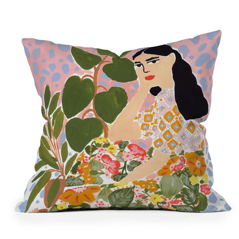 Alja Horvat Botanical Lady Throw Pillow