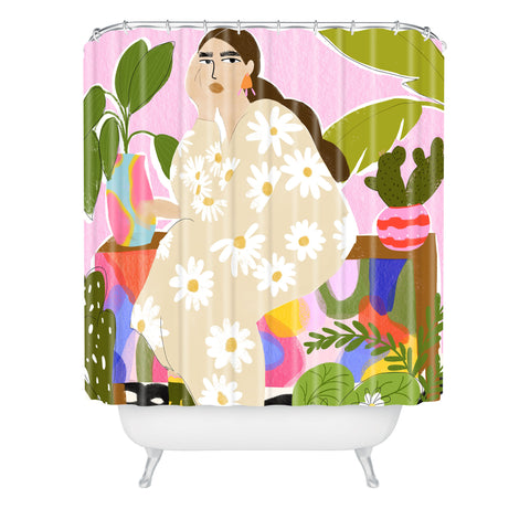Alja Horvat Taking care of my plants Shower Curtain