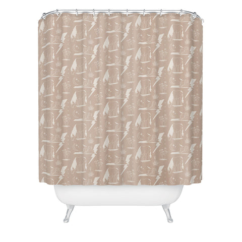 Allie Falcon Electric Oasis Nude Shower Curtain