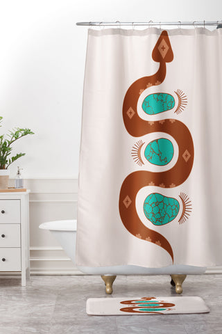 Allie Falcon Southwestern Slither Shower Curtain And Mat