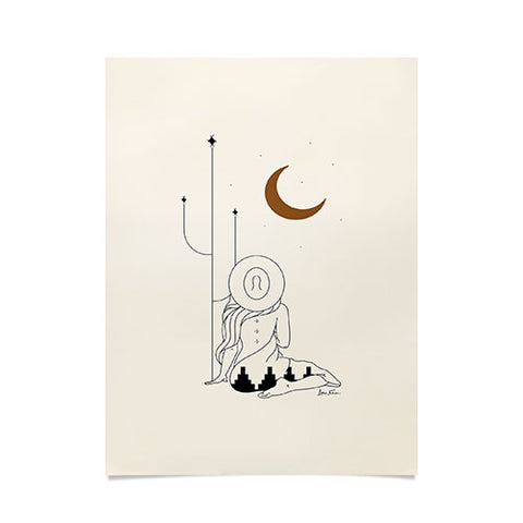 Allie Falcon Talking to the Moon Rustic Poster