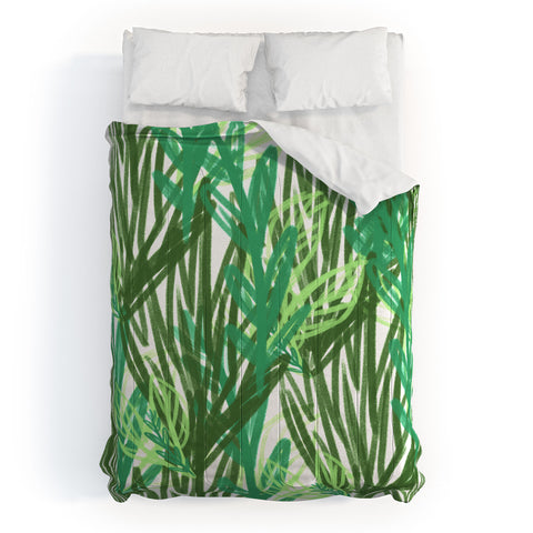 Allyson Johnson Abstract greenery Comforter