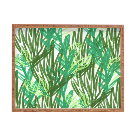 Allyson Johnson Abstract greenery Rectangular Tray