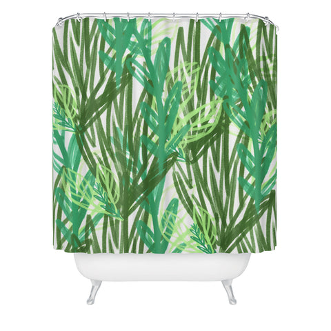 Allyson Johnson Abstract greenery Shower Curtain