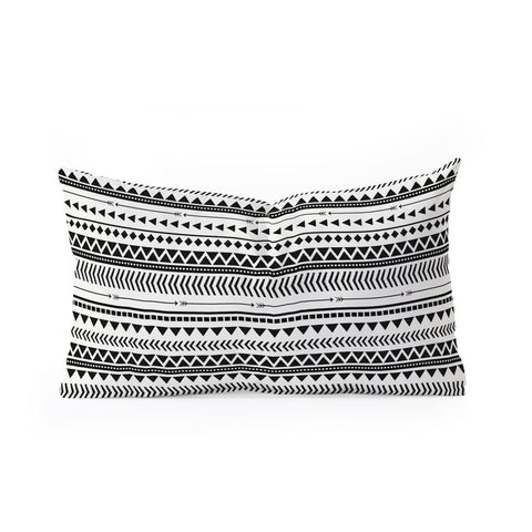 Allyson Johnson Black And White Aztec Pattern Oblong Throw Pillow