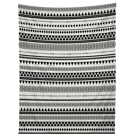 Allyson Johnson Black And White Aztec Pattern Tapestry