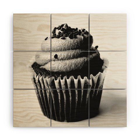 Allyson Johnson Black And White Cupcake Photograph Wood Wall Mural