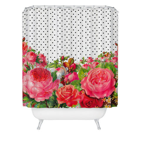 Allyson Johnson Bold Floral And Dots Shower Curtain