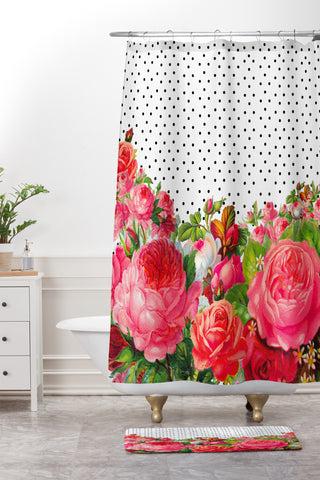 Allyson Johnson Bold Floral And Dots Shower Curtain And Mat