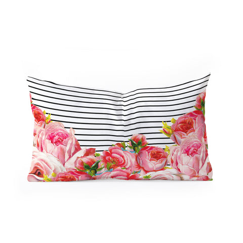 Allyson Johnson Bold Floral and stripes Oblong Throw Pillow