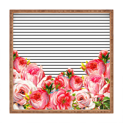 Allyson Johnson Bold Floral and stripes Square Tray