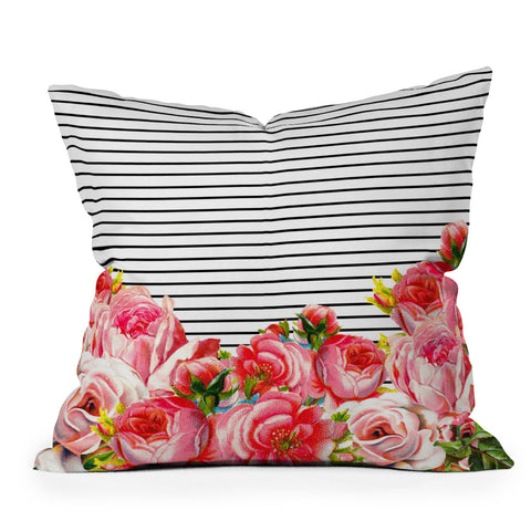 Allyson Johnson Bold Floral and stripes Throw Pillow