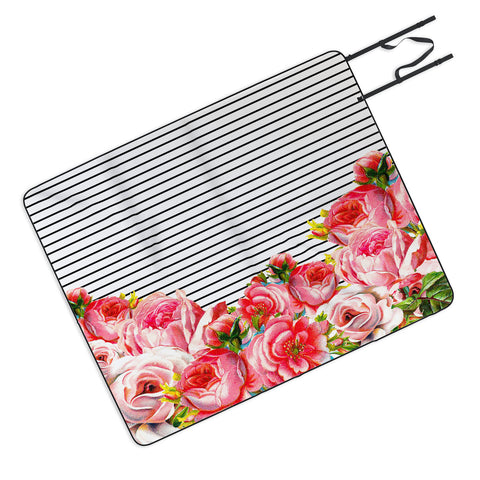 Allyson Johnson Bold Floral and stripes Picnic Blanket