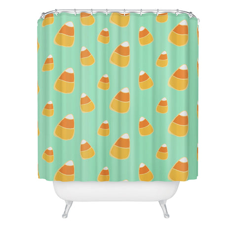 Allyson Johnson Candy Corn Blue Shower Curtain