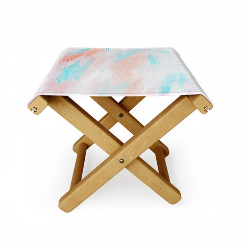 Allyson Johnson Coral Abstract Folding Stool