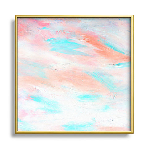 Allyson Johnson Coral Abstract Metal Square Framed Art Print