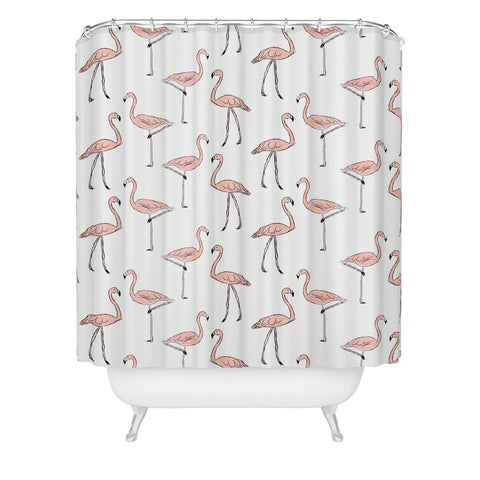 Allyson Johnson Fancy Flamingos Shower Curtain