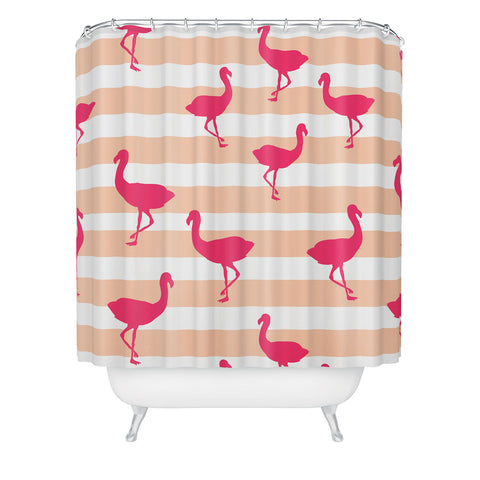 Allyson Johnson Flamingos and peach Shower Curtain