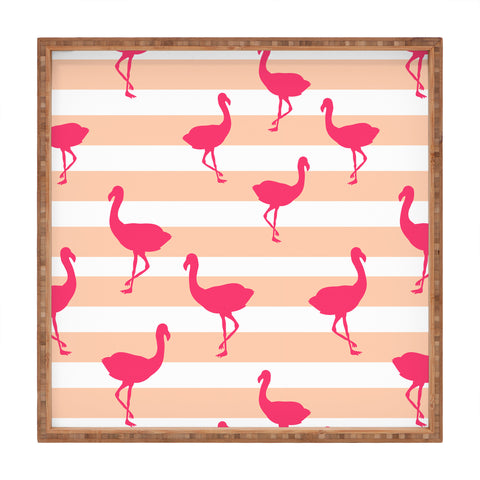 Allyson Johnson Flamingos and peach Square Tray