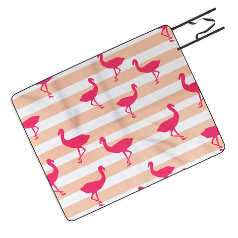 Allyson Johnson Flamingos and peach Picnic Blanket