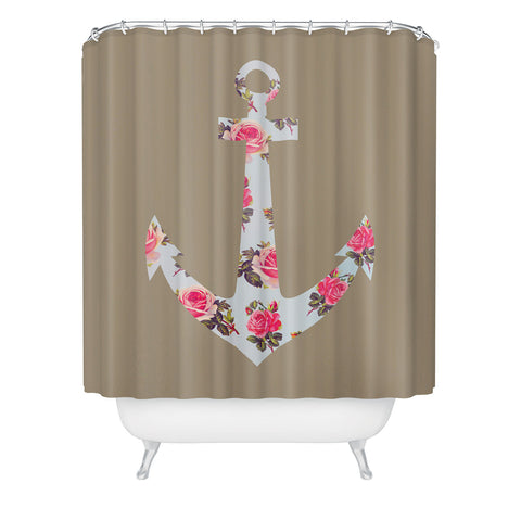 Allyson Johnson Floral Anchor Shower Curtain
