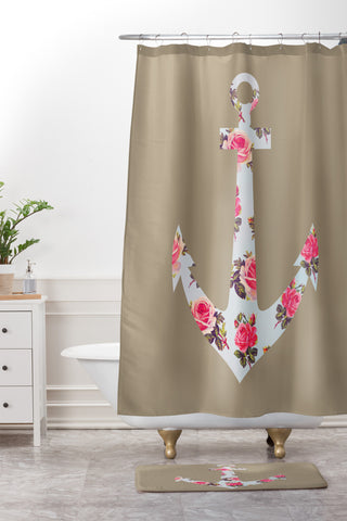 Allyson Johnson Floral Anchor Shower Curtain And Mat