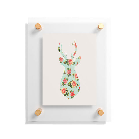 Allyson Johnson Floral Deer Silhouette Floating Acrylic Print
