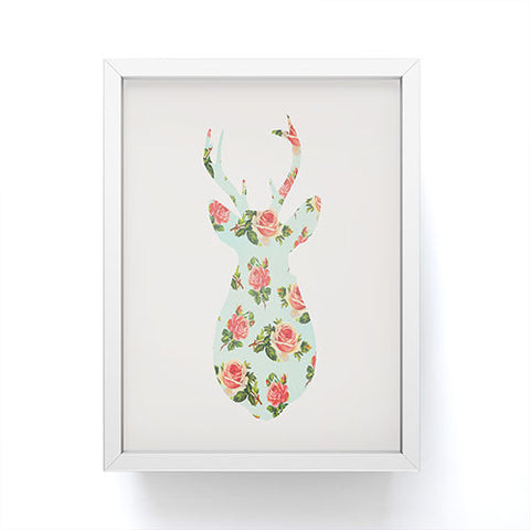 Allyson Johnson Floral Deer Silhouette Framed Mini Art Print