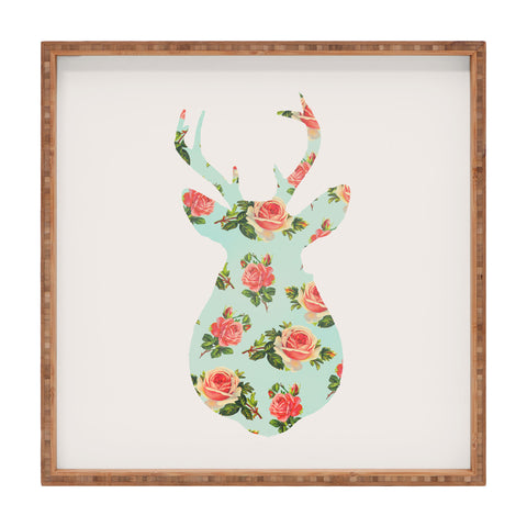 Allyson Johnson Floral Deer Silhouette Square Tray