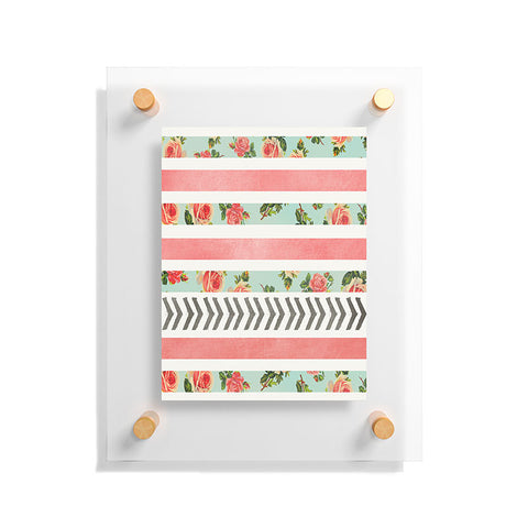 Allyson Johnson Floral Stripes And Arrows Floating Acrylic Print