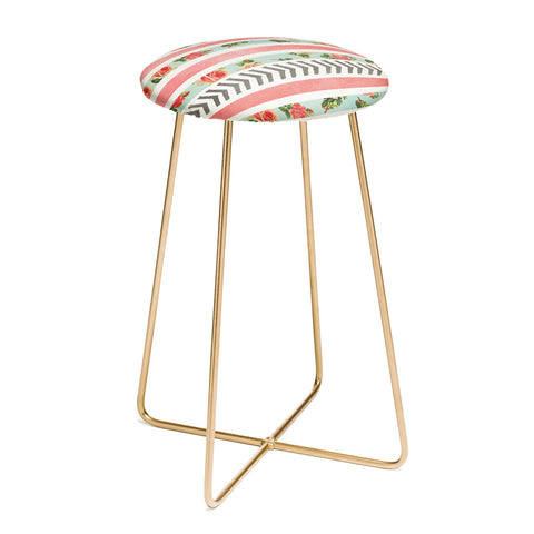 Allyson Johnson Floral Stripes And Arrows Counter Stool
