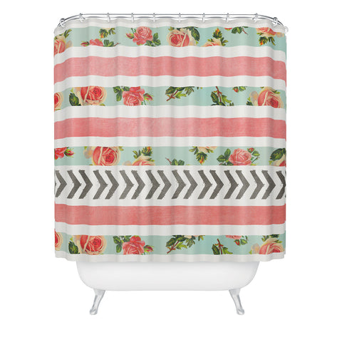 Allyson Johnson Floral Stripes And Arrows Shower Curtain
