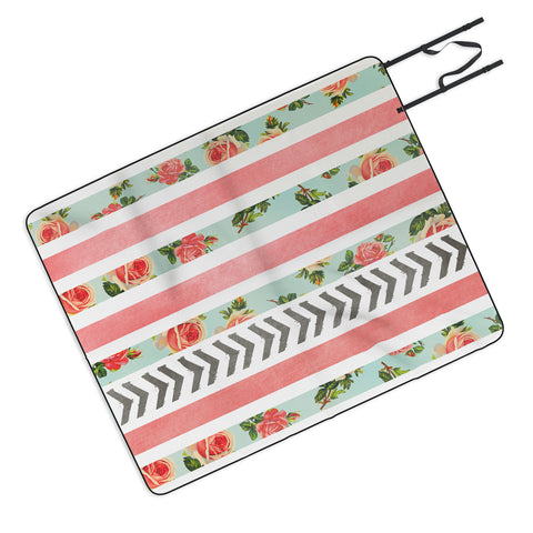 Allyson Johnson Floral Stripes And Arrows Picnic Blanket