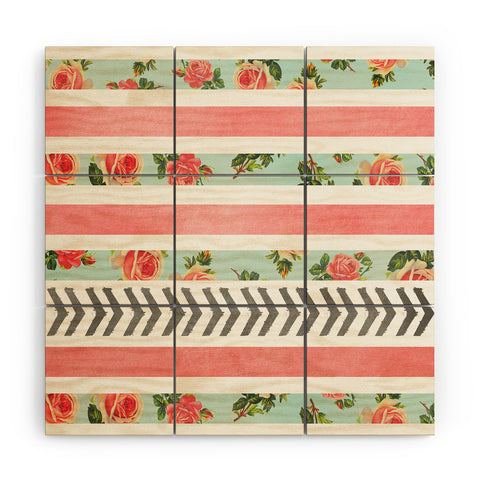 Allyson Johnson Floral Stripes And Arrows Wood Wall Mural