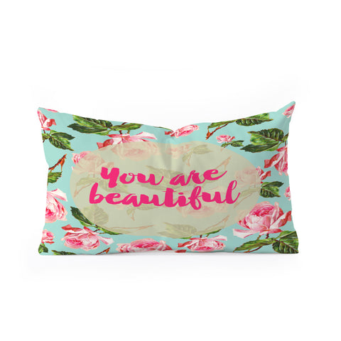Allyson Johnson Floral you are beautiful Oblong Throw Pillow