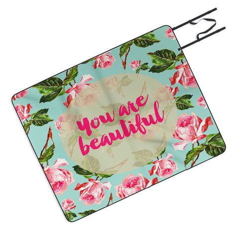 Allyson Johnson Floral you are beautiful Picnic Blanket