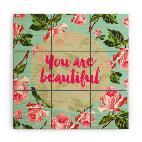 Allyson Johnson Floral you are beautiful Wood Wall Mural